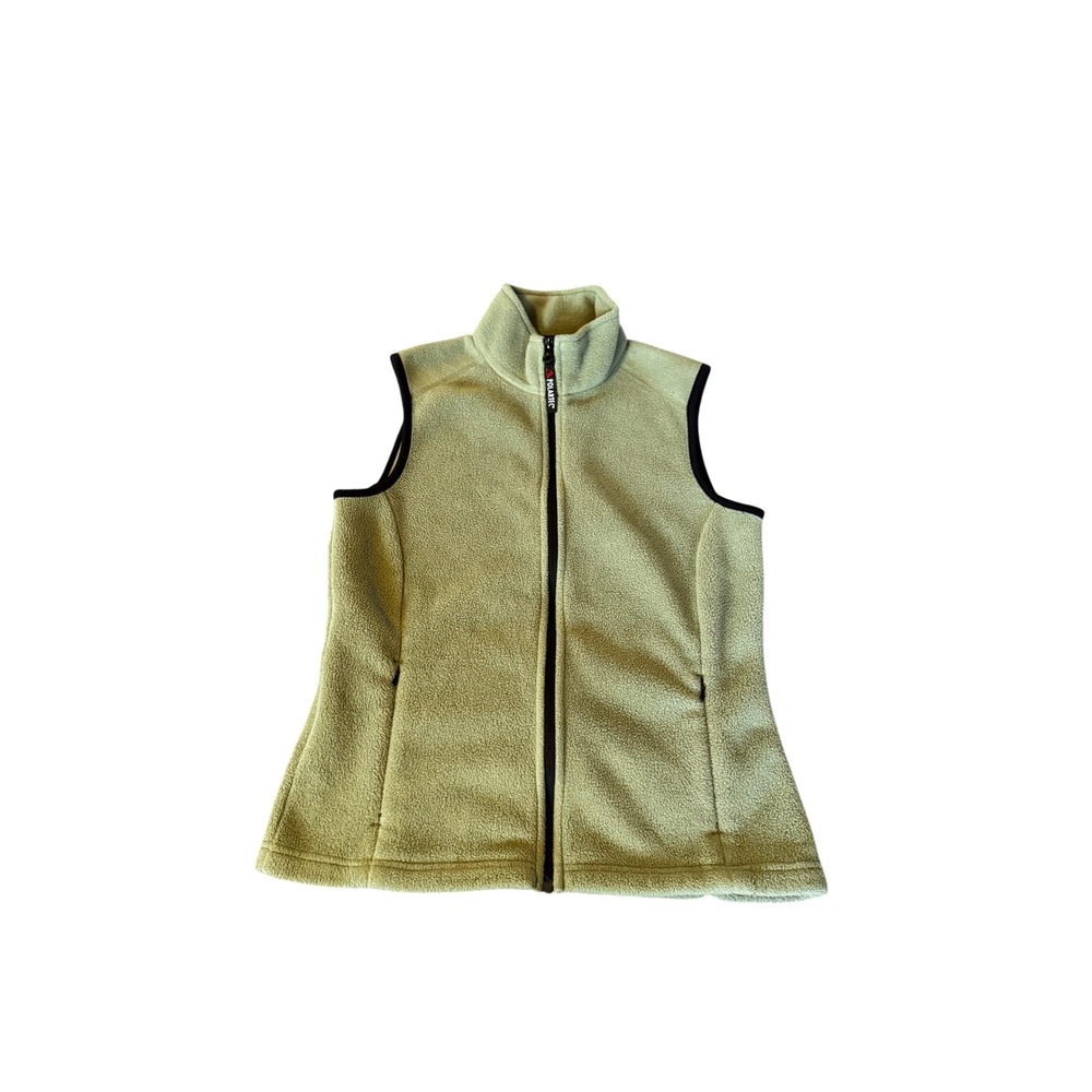 Eddie Bauer Polartec Fleece Vest Sage Green Full Zip Mock Neck Womens Small